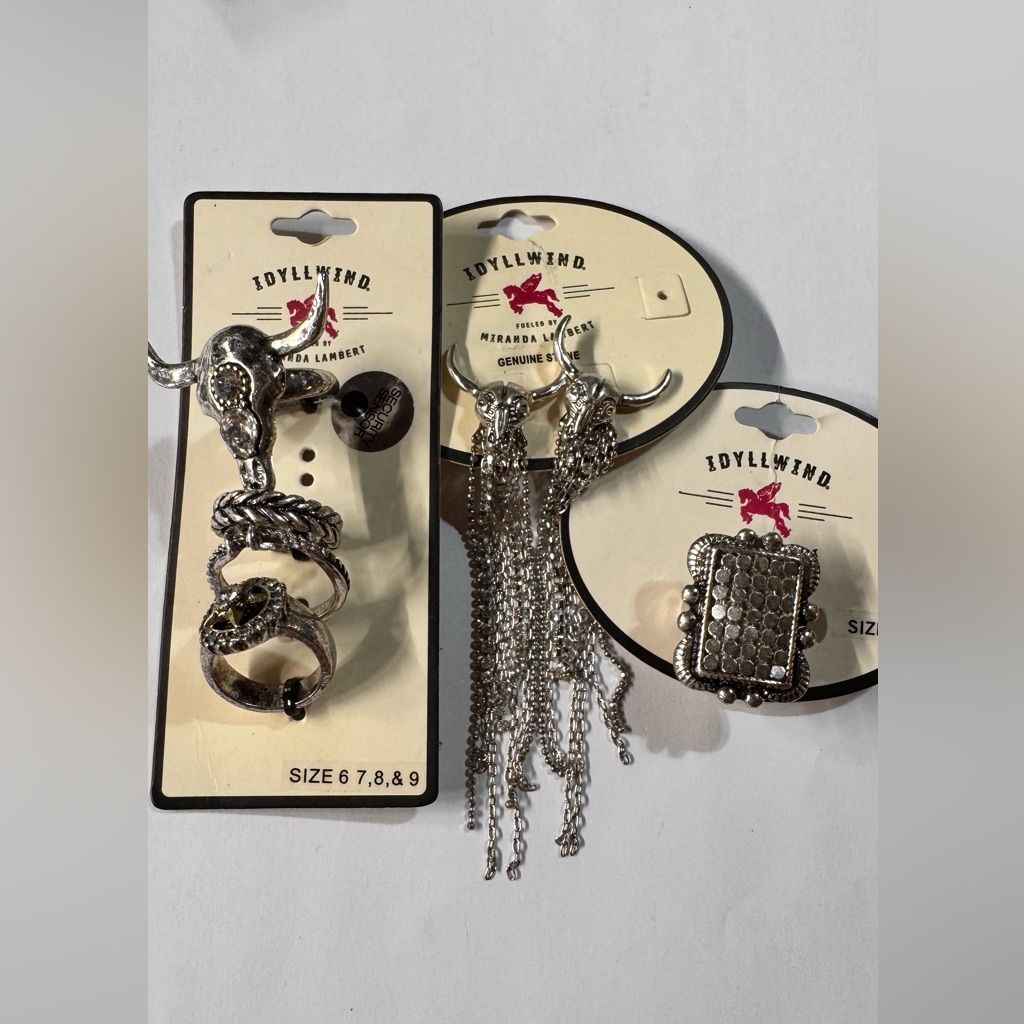 Idyllwind Silver Ring And Earring Set With Chain Details 28$